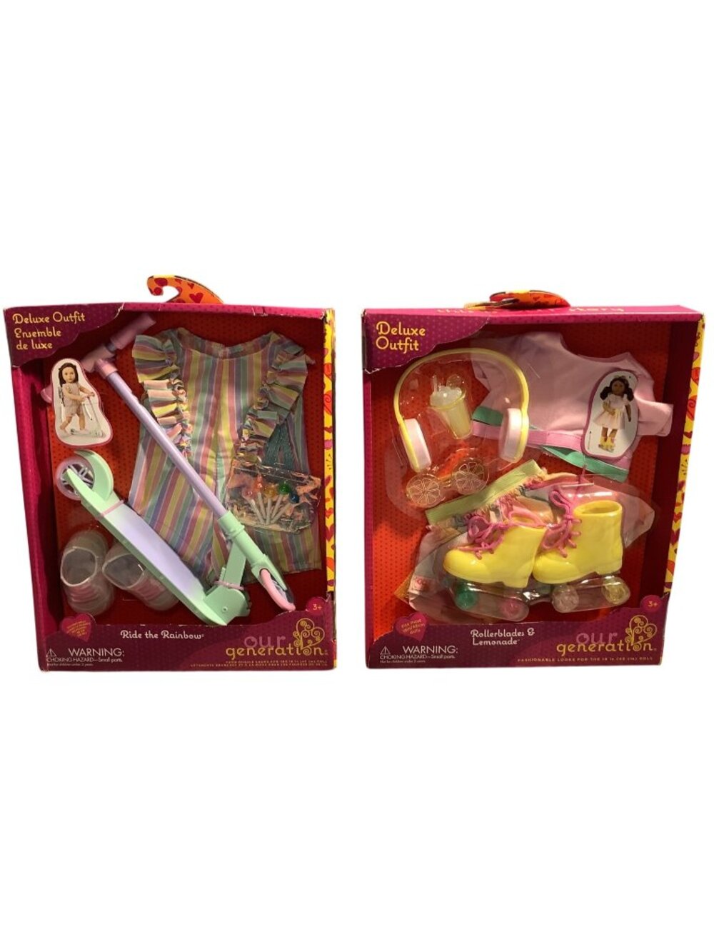 2 Our Generation Deluxe Outfit Ride The Rainbow Rollarblades & Lemonade